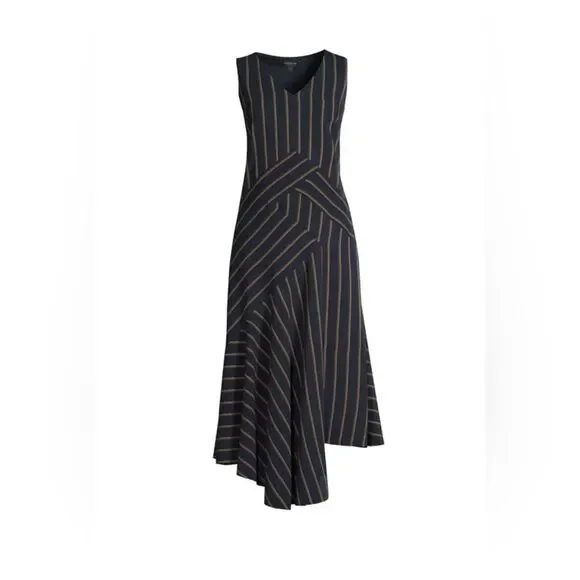 Lafayette Ashlena V-Neck‎ Sleeveless Asymmetric Draped Midi Dress, Size 6